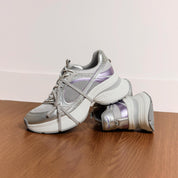 Silver Grey Super Lace Up Chunky Sneakers