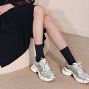 Silver Grey Super Lace Up Chunky Sneakers
