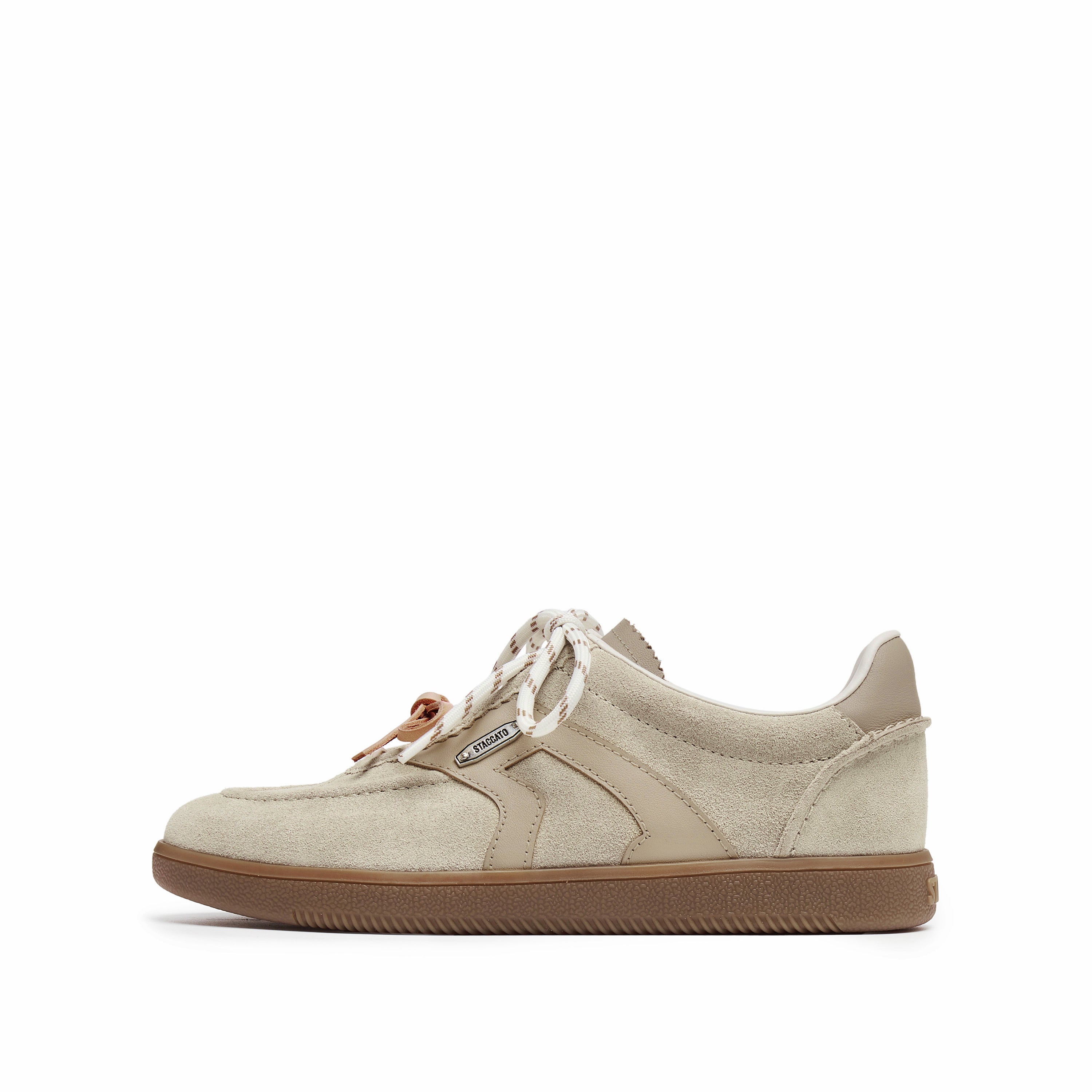 Taupe Double Lace Up Casual Sneakers