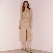Beige Cracked Leather Mary Jane Sneakers