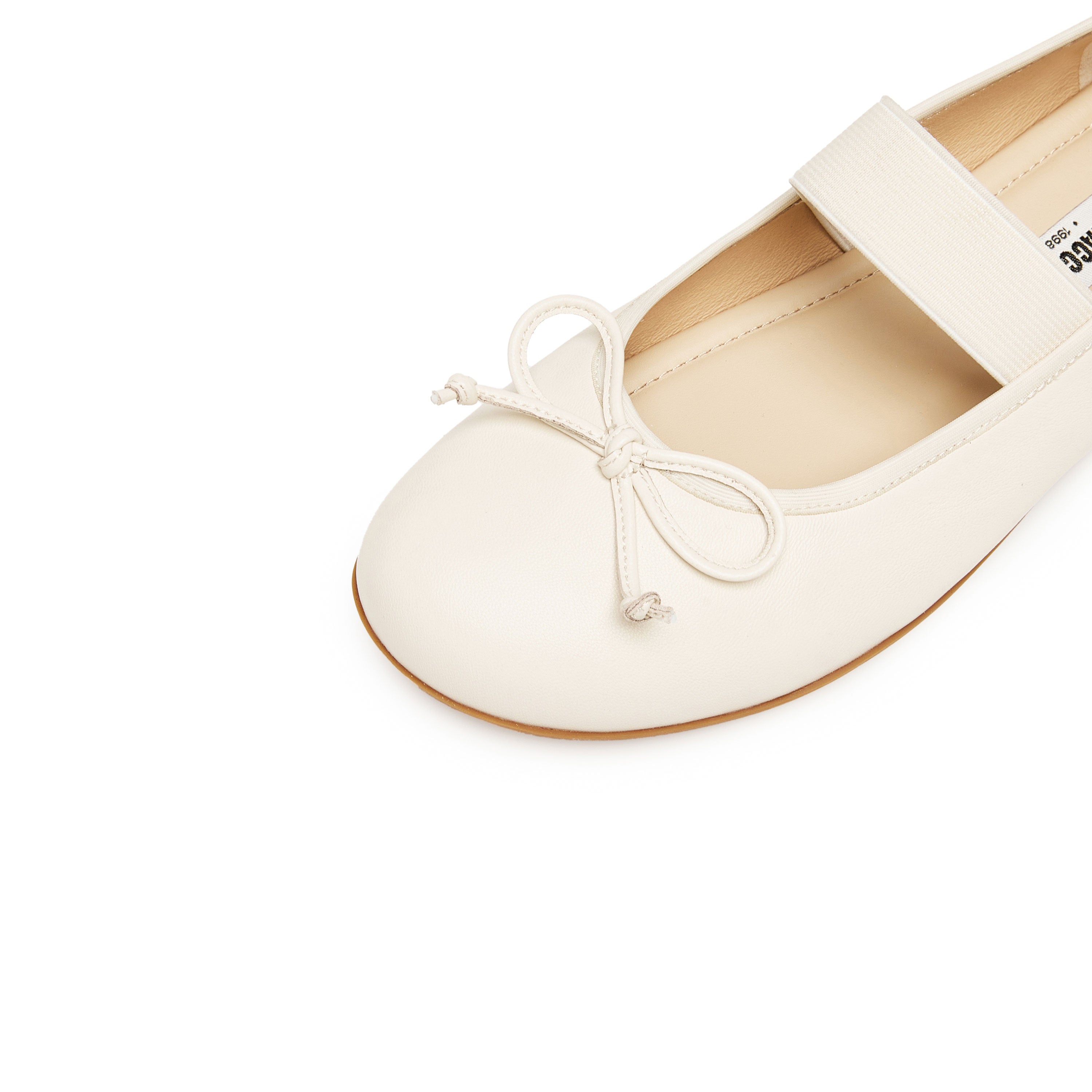 Beige Bow Mary Jane Ballerina Flats