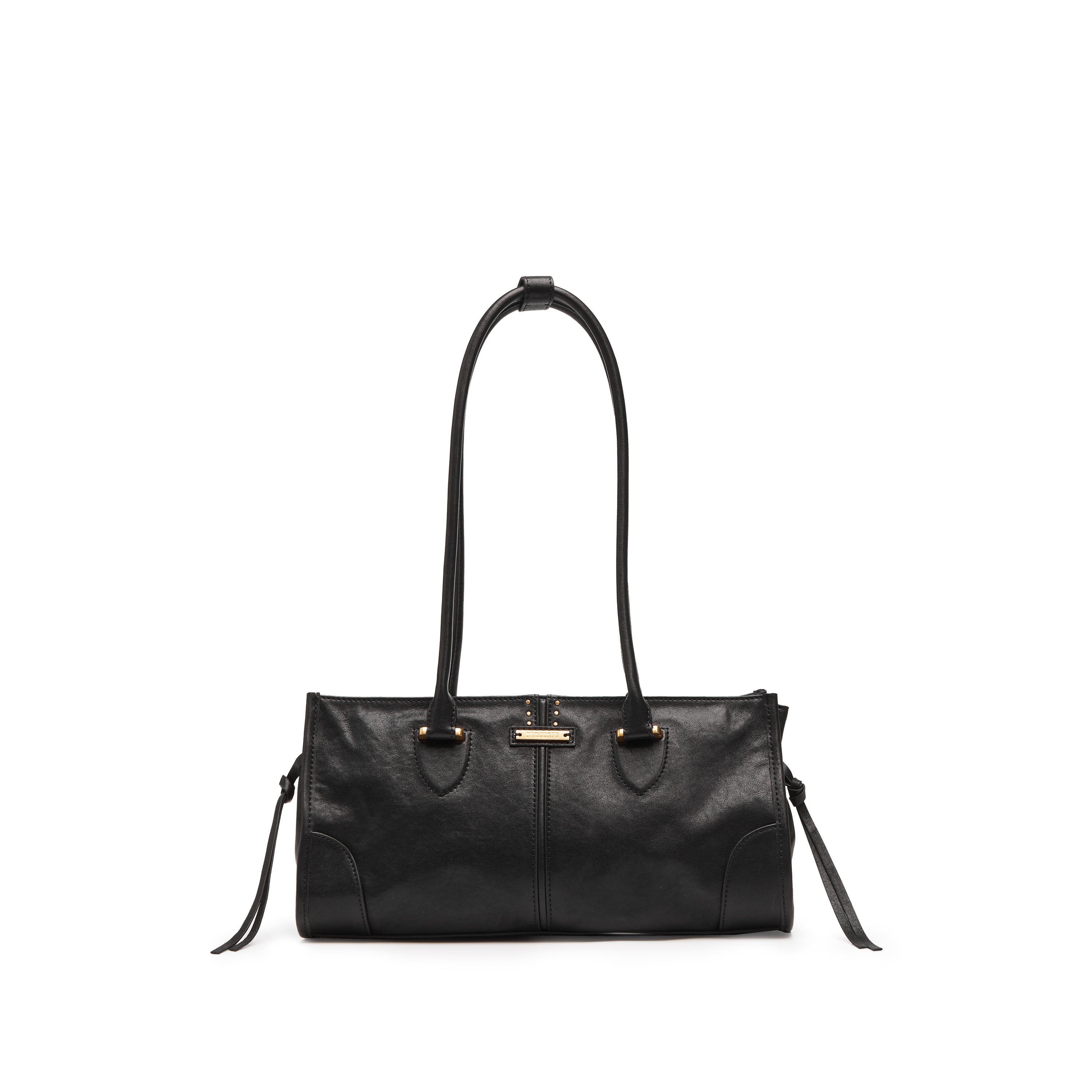 Black Leather Vintage Bagnette Handbags