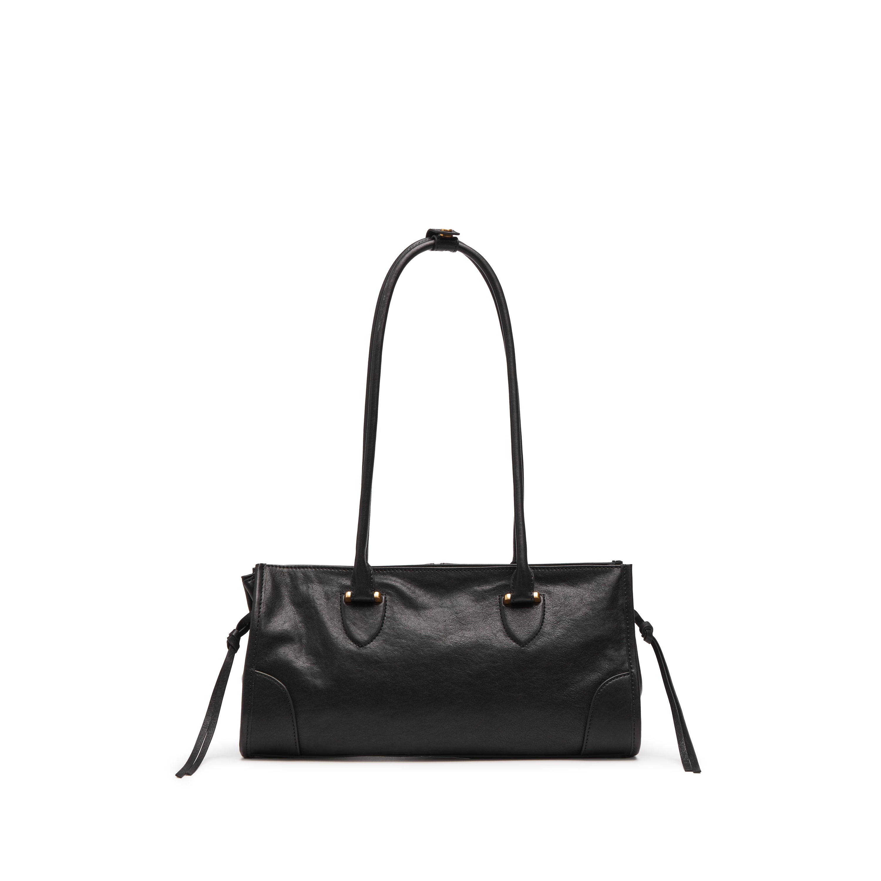 Black Leather Vintage Bagnette Handbags