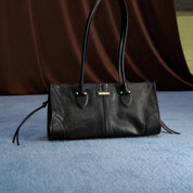 Black Leather Vintage Bagnette Handbags