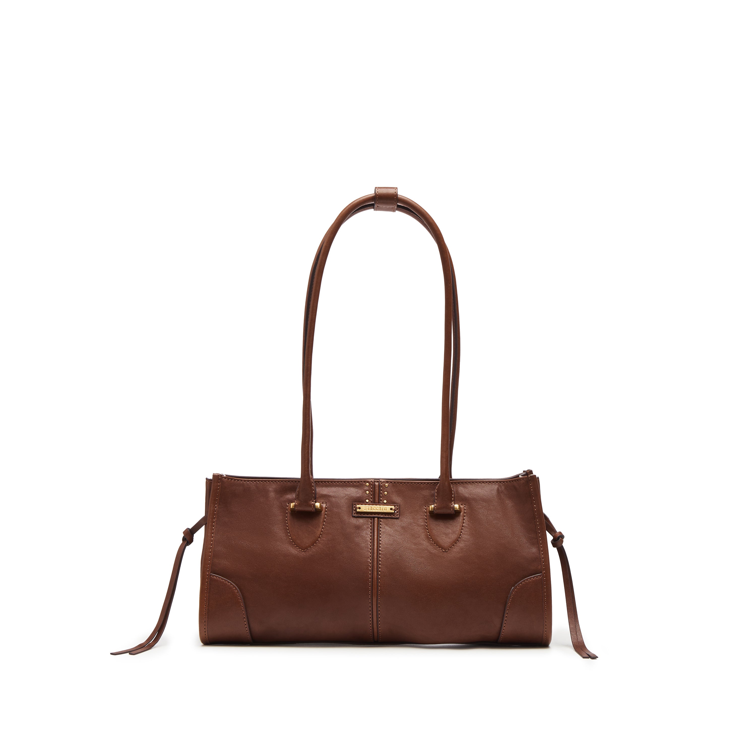 Brown Leather Vintage Bagnette Handbags
