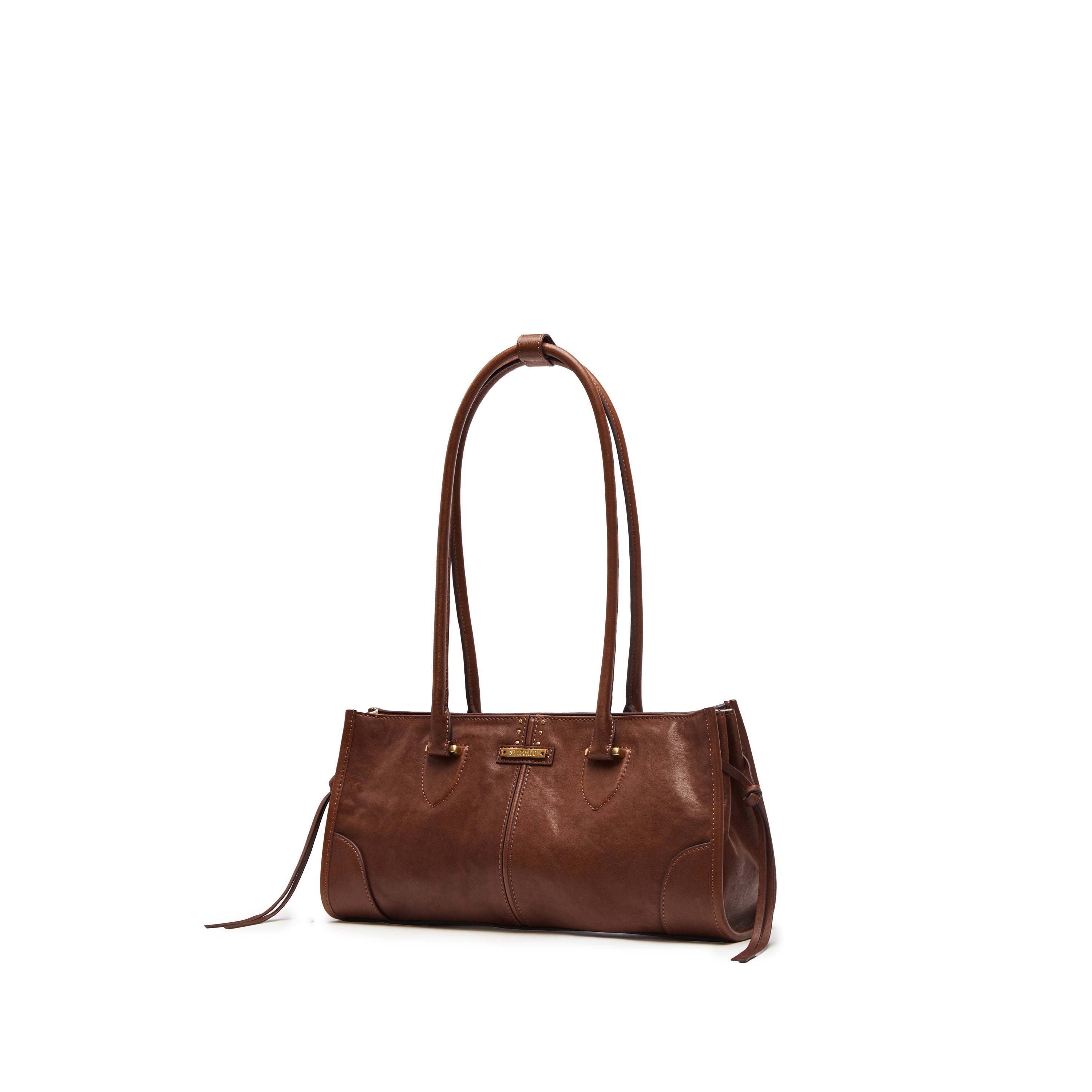 Brown Leather Vintage Bagnette Handbags