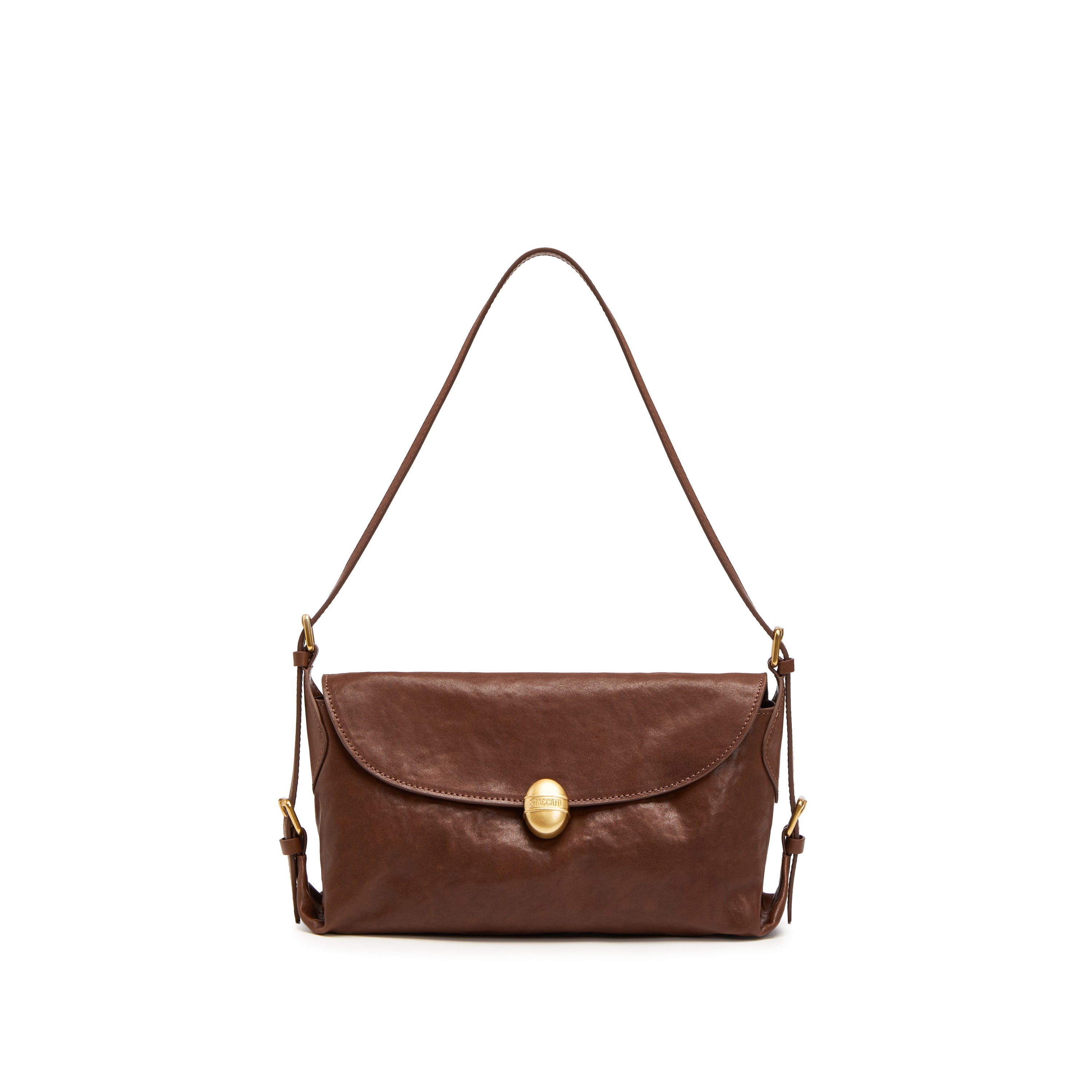 Brown Golden Egg Buckle Vintage Handbag