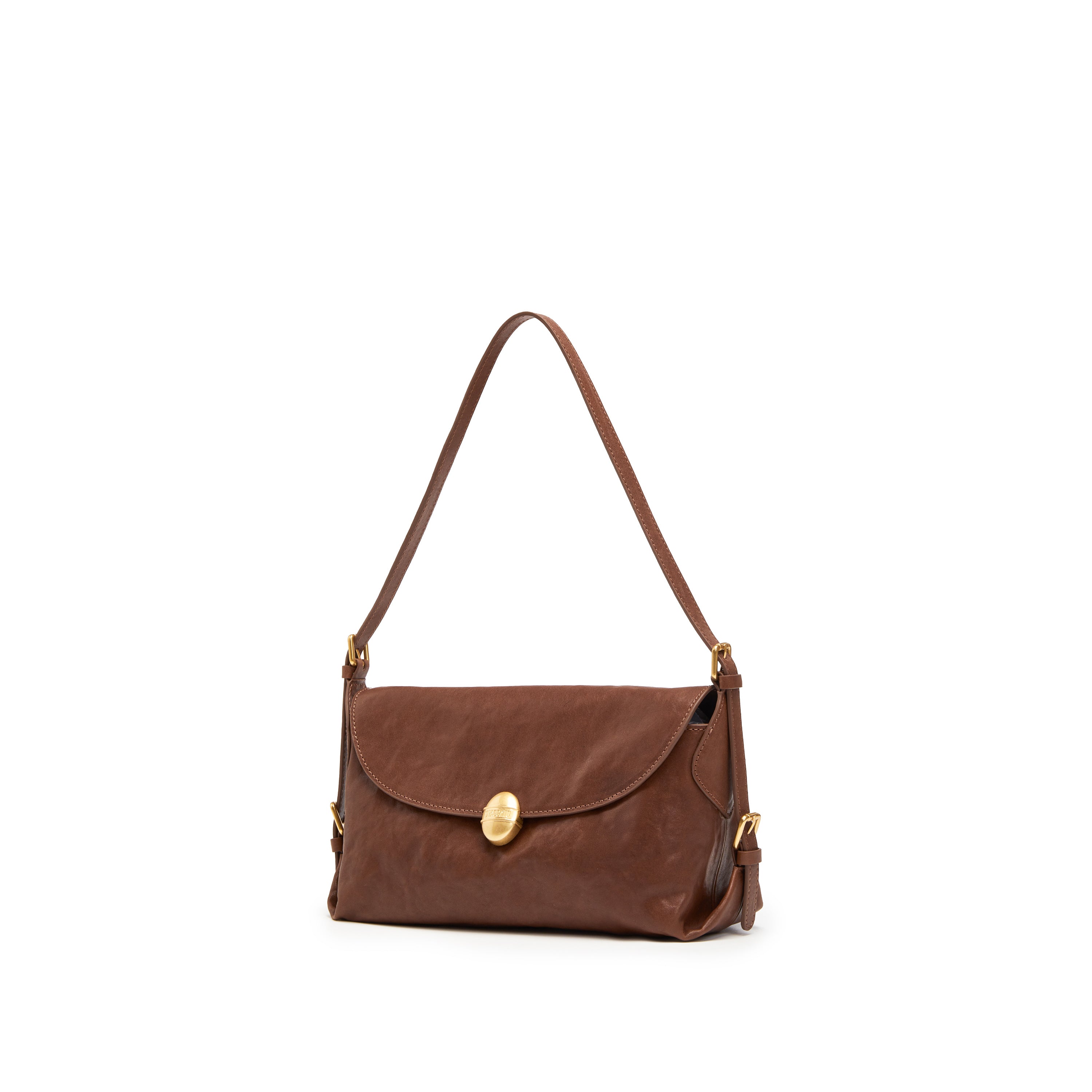 Brown Golden Egg Buckle Vintage Handbag