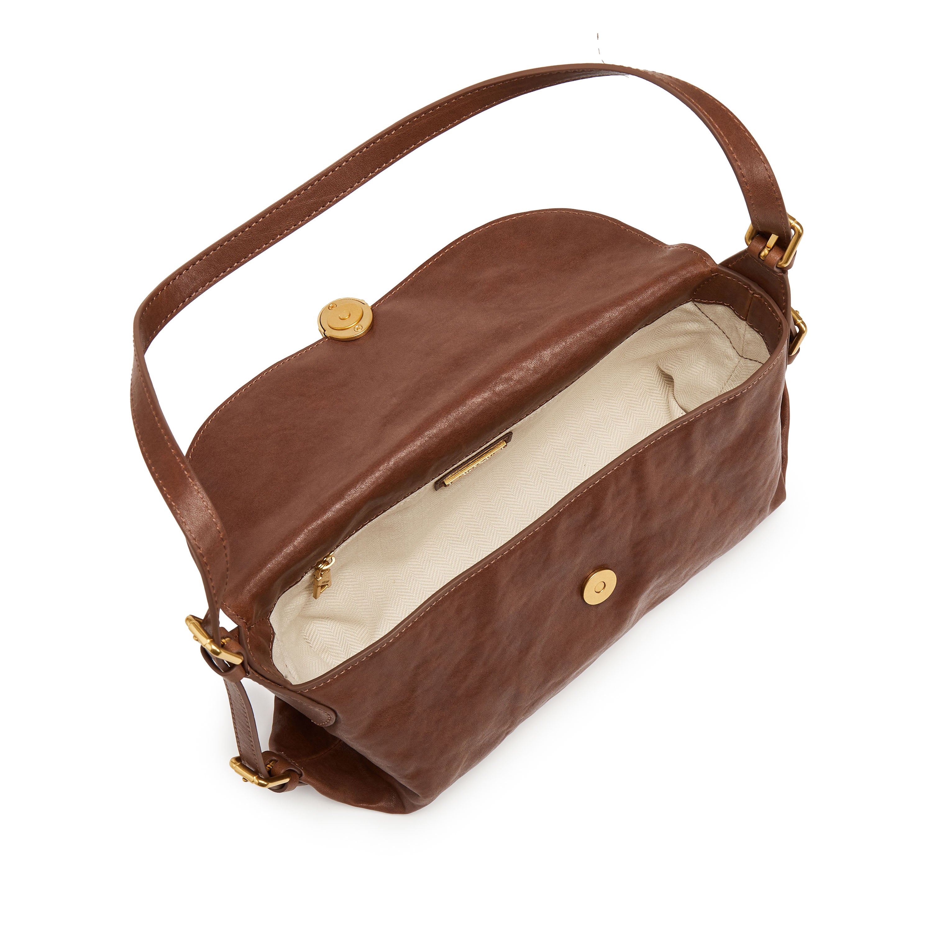 Brown Golden Egg Buckle Vintage Handbag