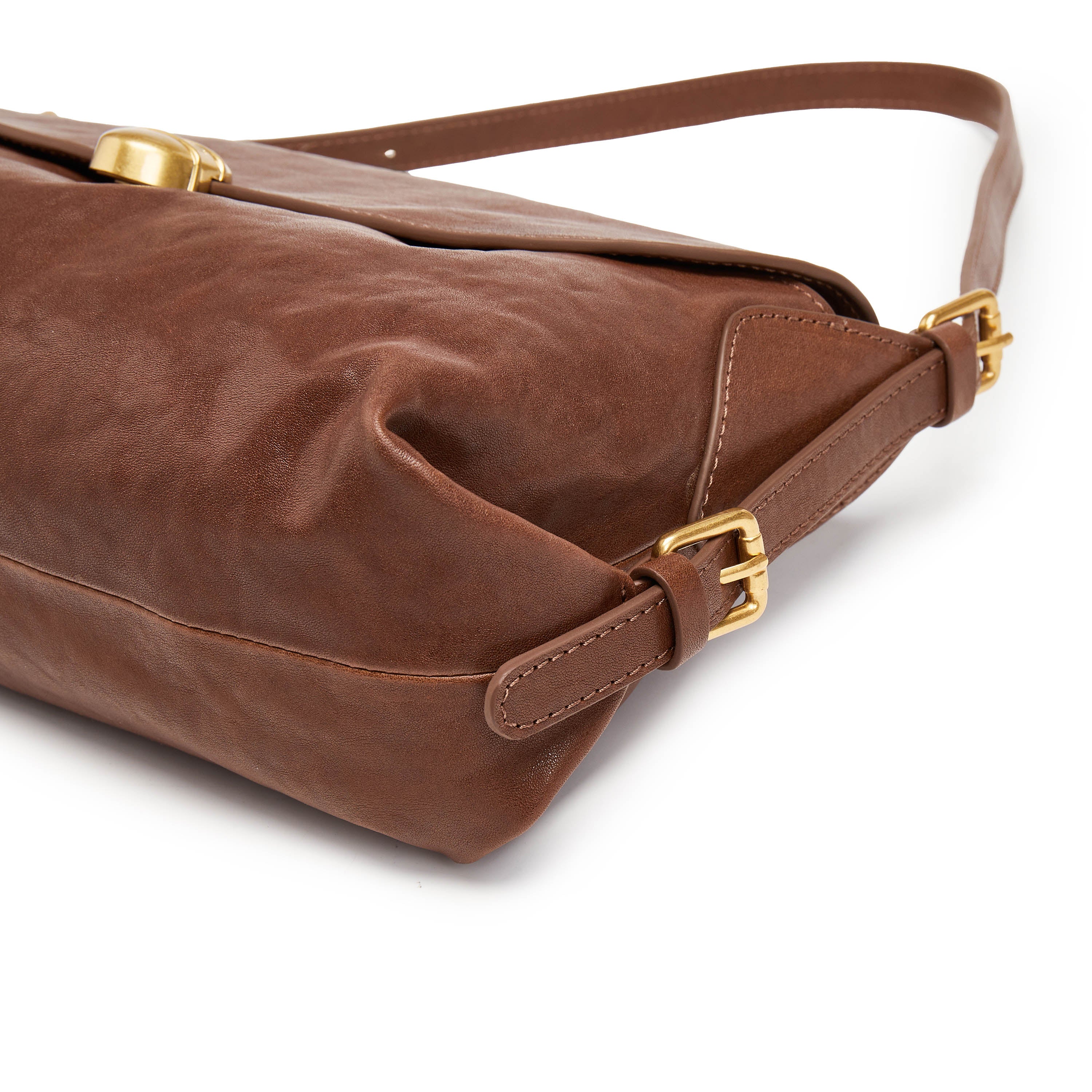 Brown Golden Egg Buckle Vintage Handbag