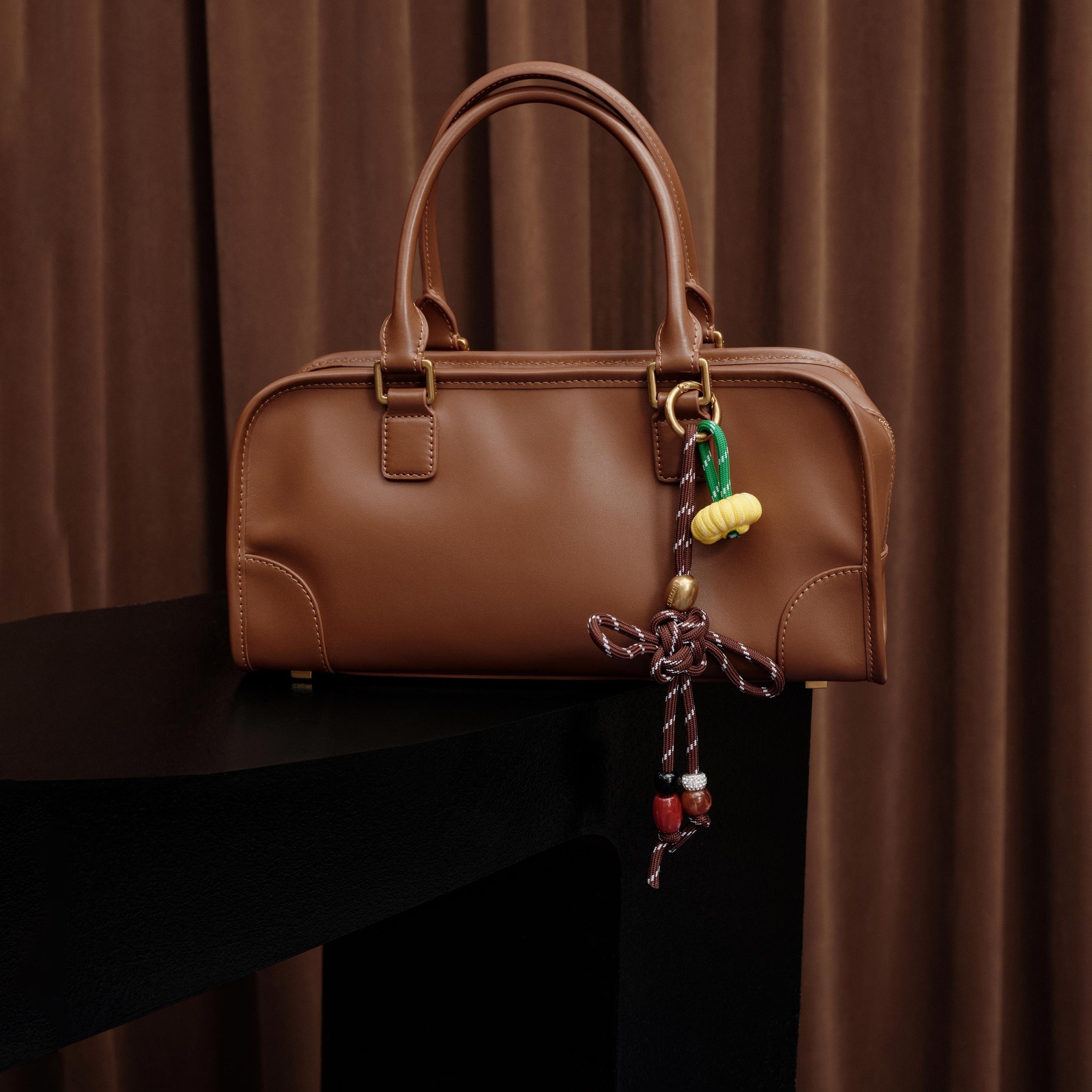 Brown Leather Vintage Bowling Bag