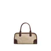 Taupe Suede Patch Vintage Bowling Bag