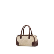 Taupe Suede Patch Vintage Bowling Bag