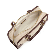 Taupe Suede Patch Vintage Bowling Bag