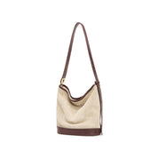 Taupe Suede Patch Bucket Bags