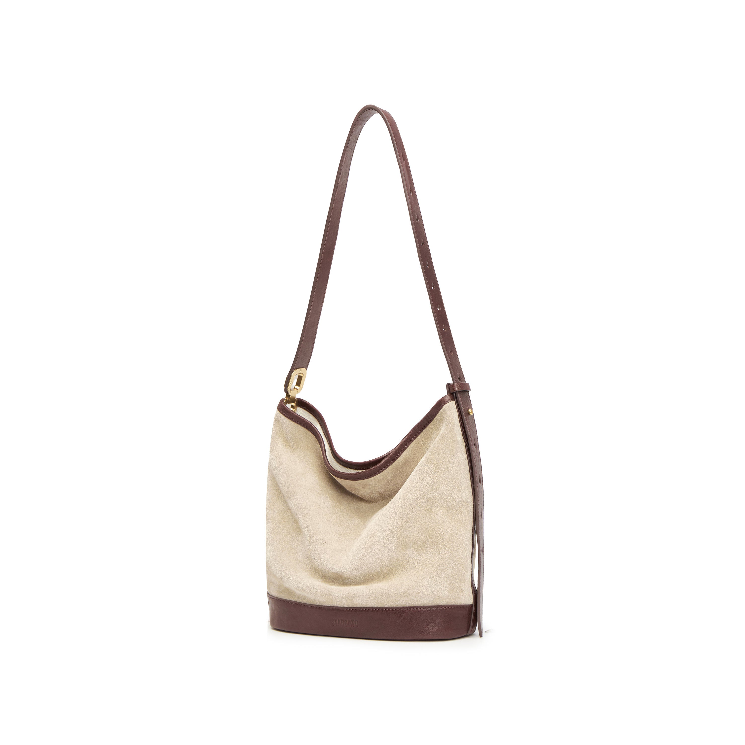 Taupe Suede Patch Bucket Bags