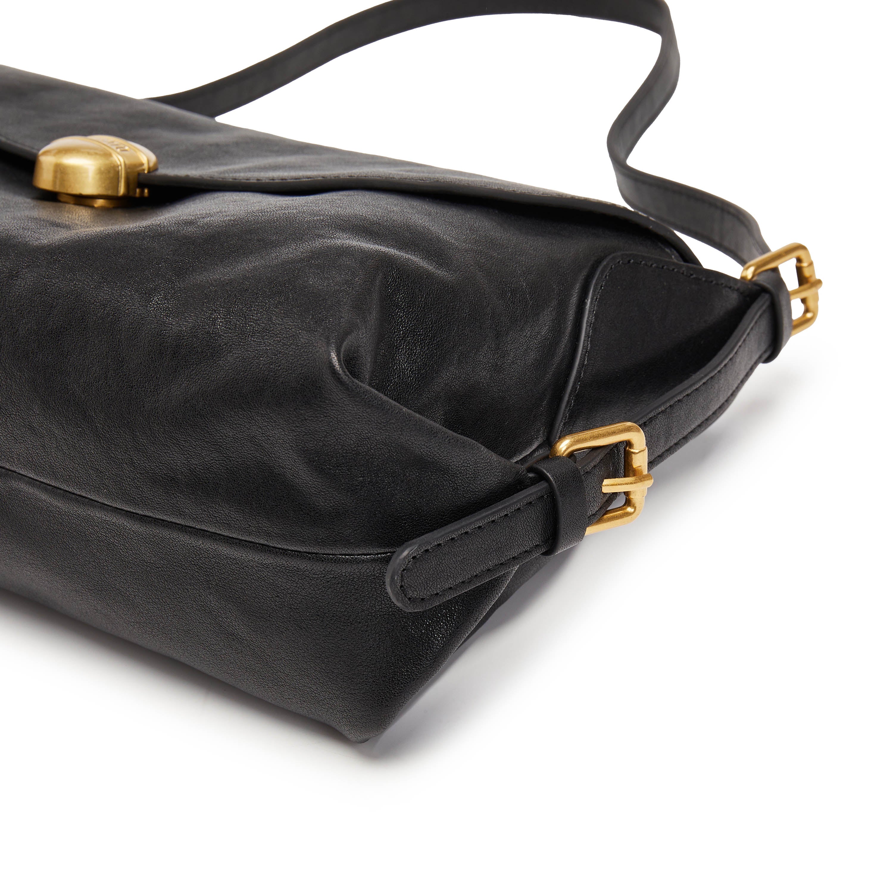 Black Golden Egg Buckle Vintage Handbag