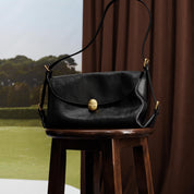 Black Golden Egg Buckle Vintage Handbag
