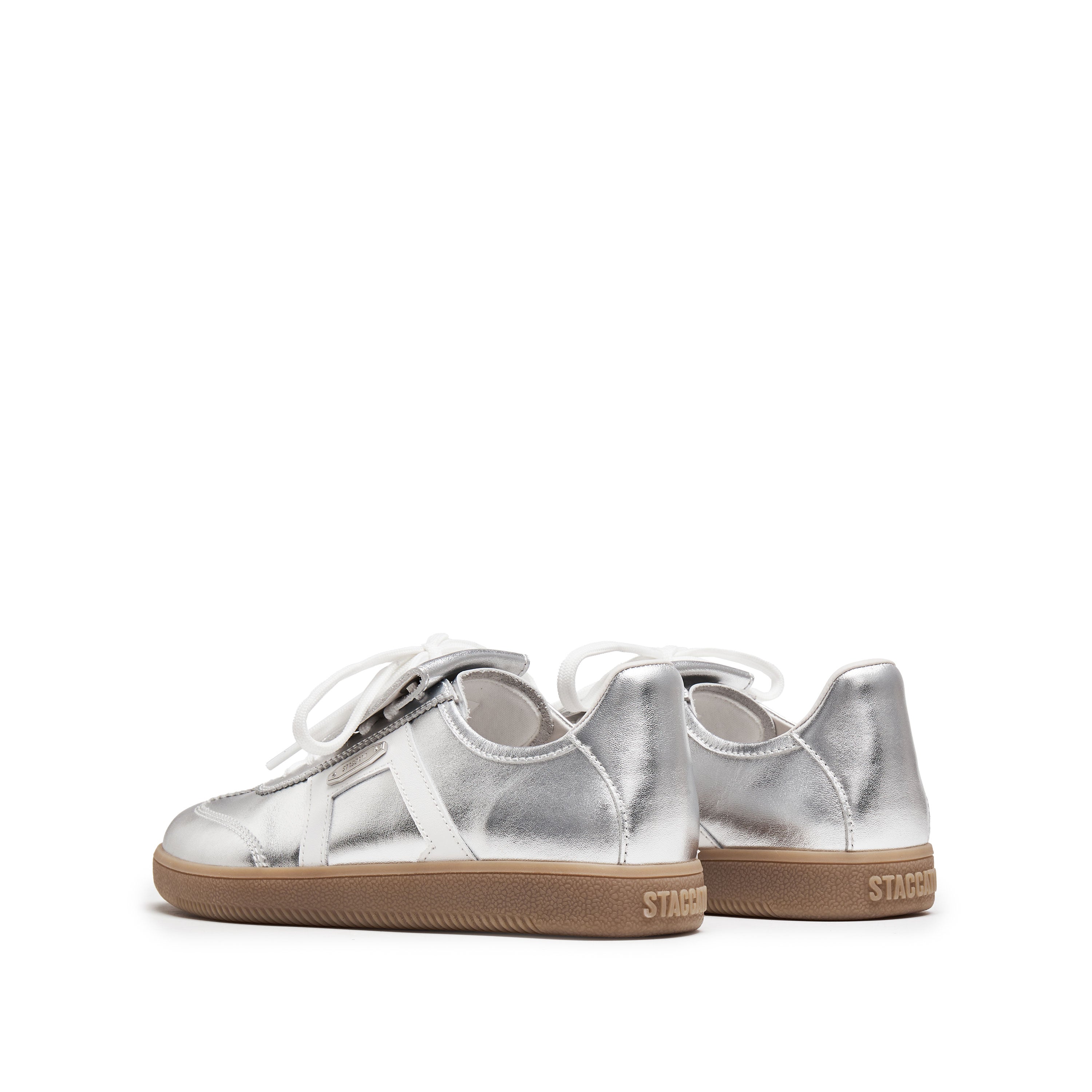 Slivery Lace-Up Detachable Tongue Sneakers