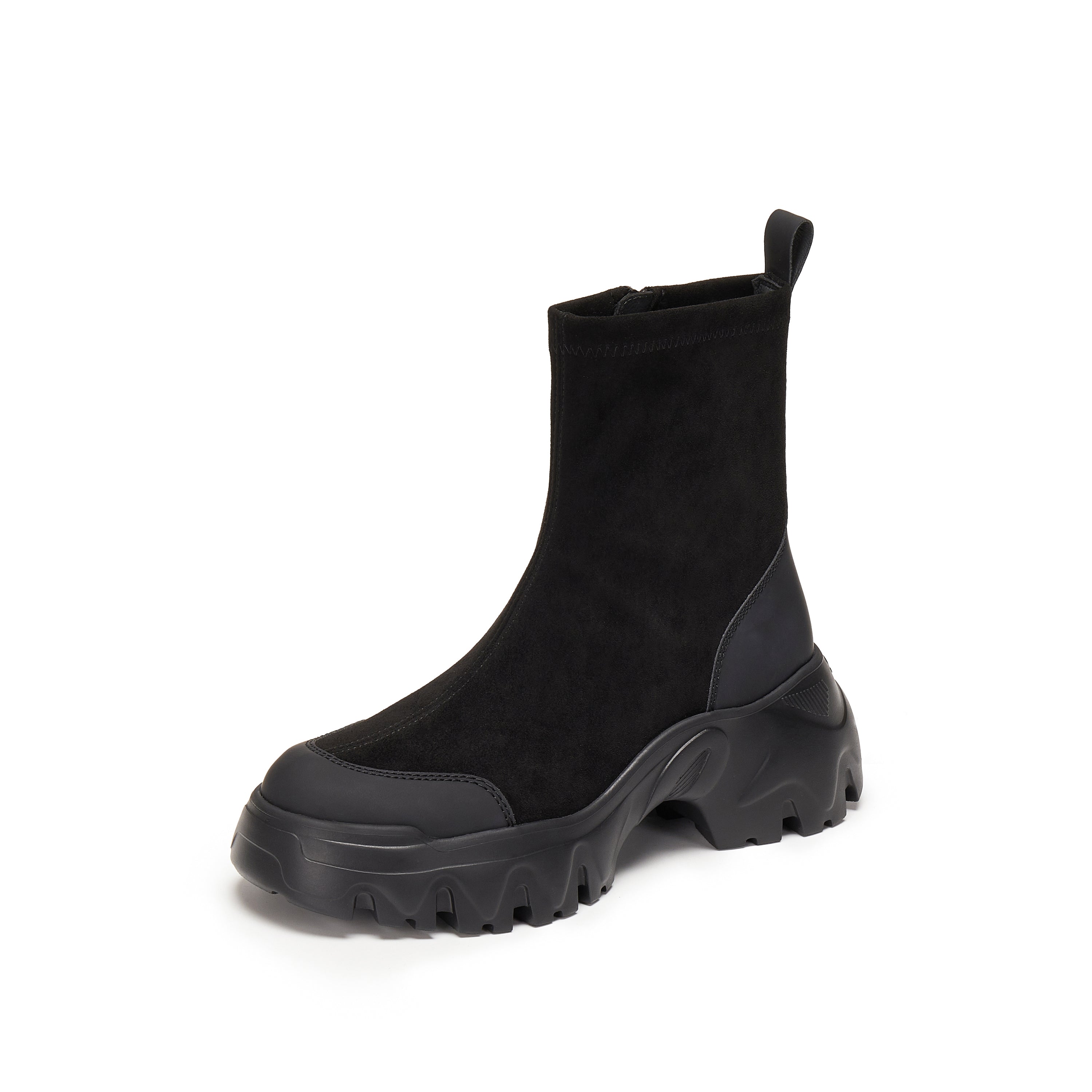 Black Elastic Sporty Chunky Sock Boots
