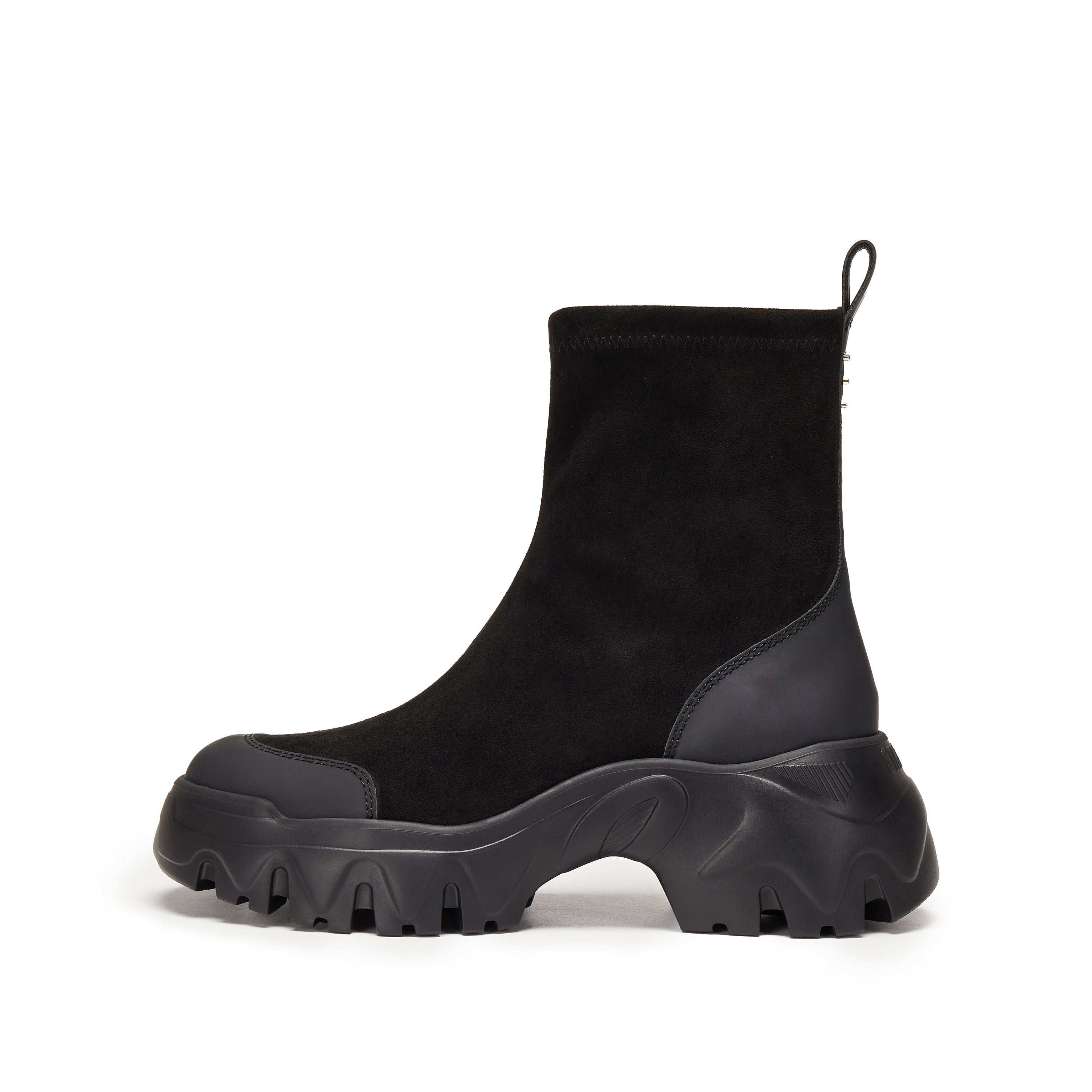 Black Elastic Sporty Chunky Sock Boots