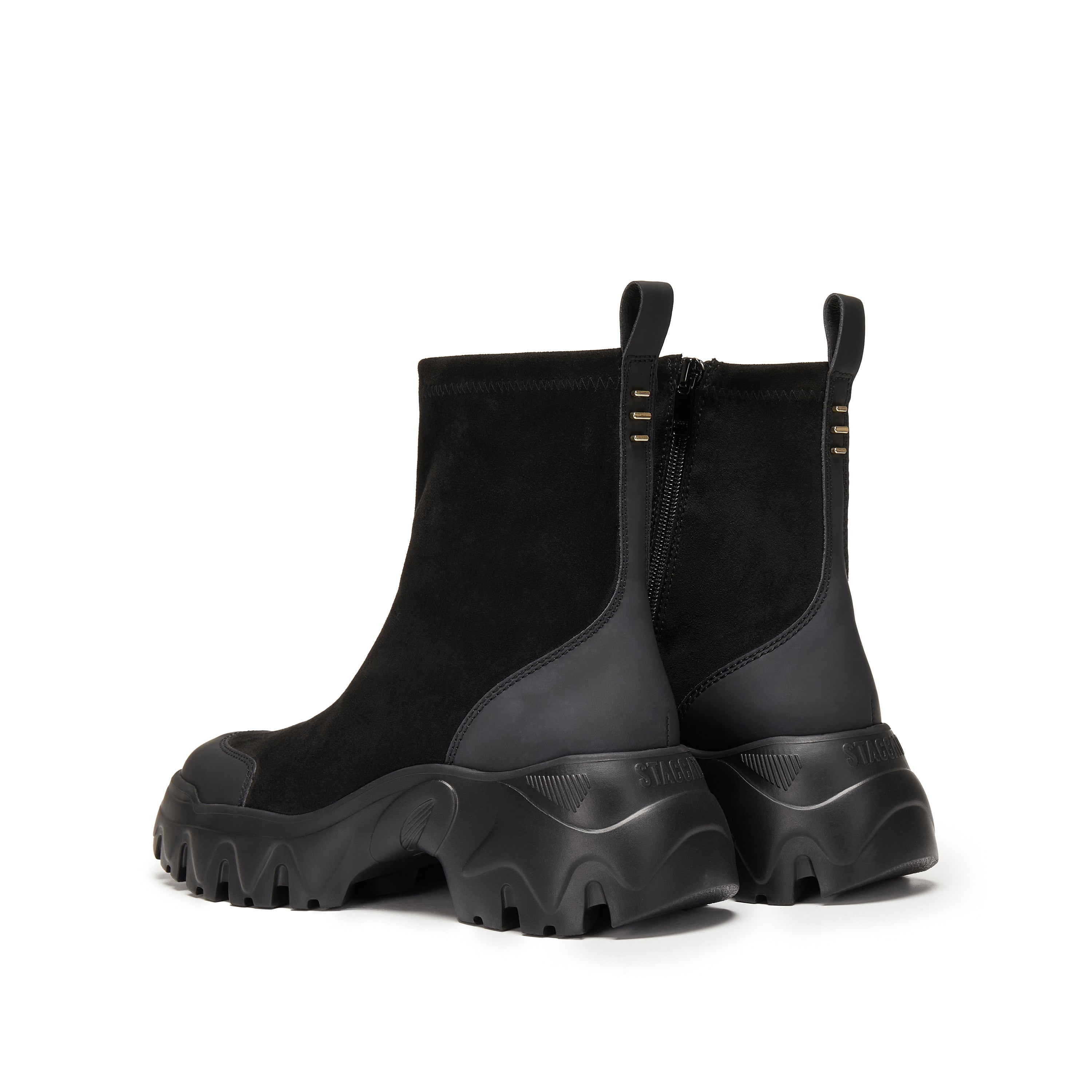 Black Elastic Sporty Chunky Sock Boots