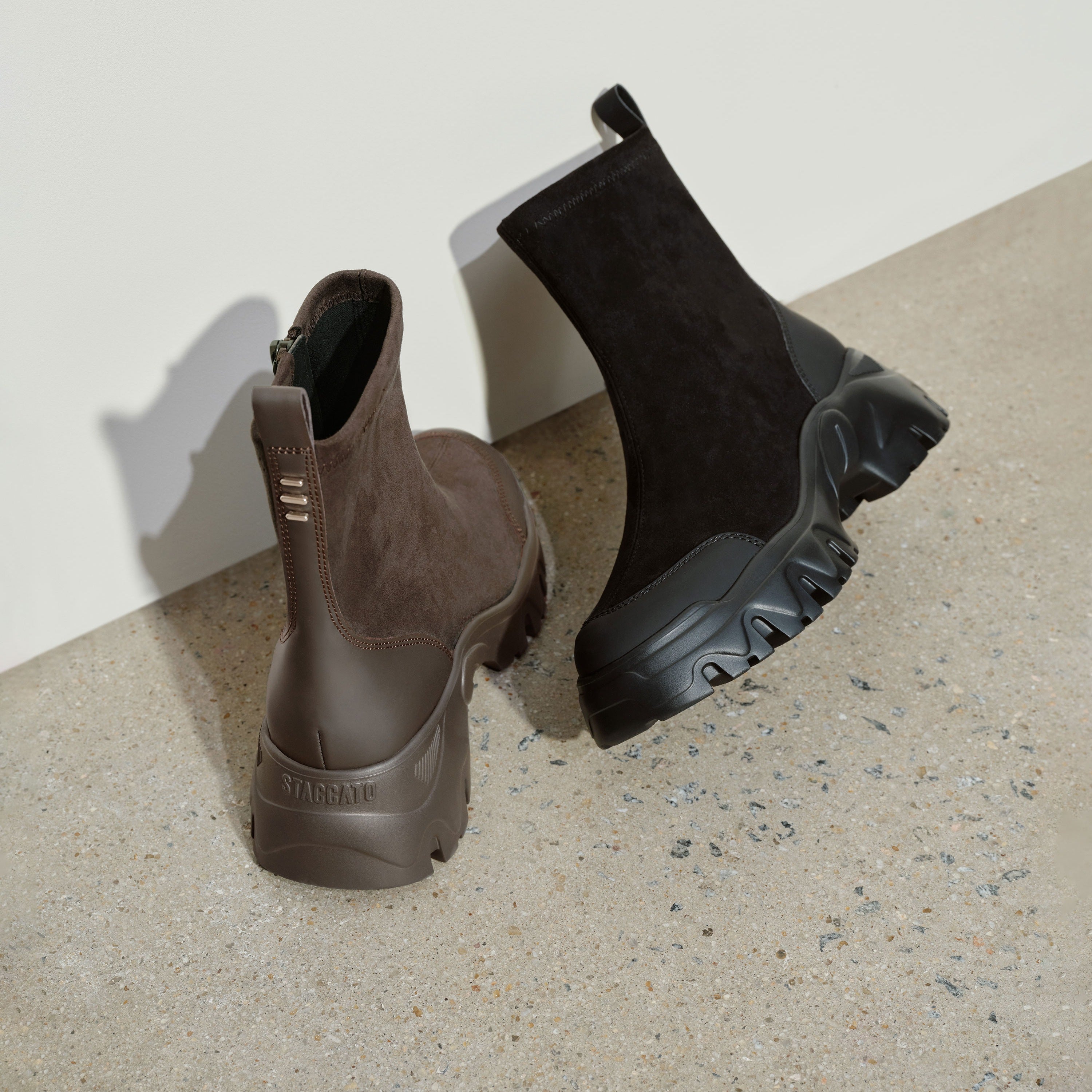 Black Elastic Sporty Chunky Sock Boots