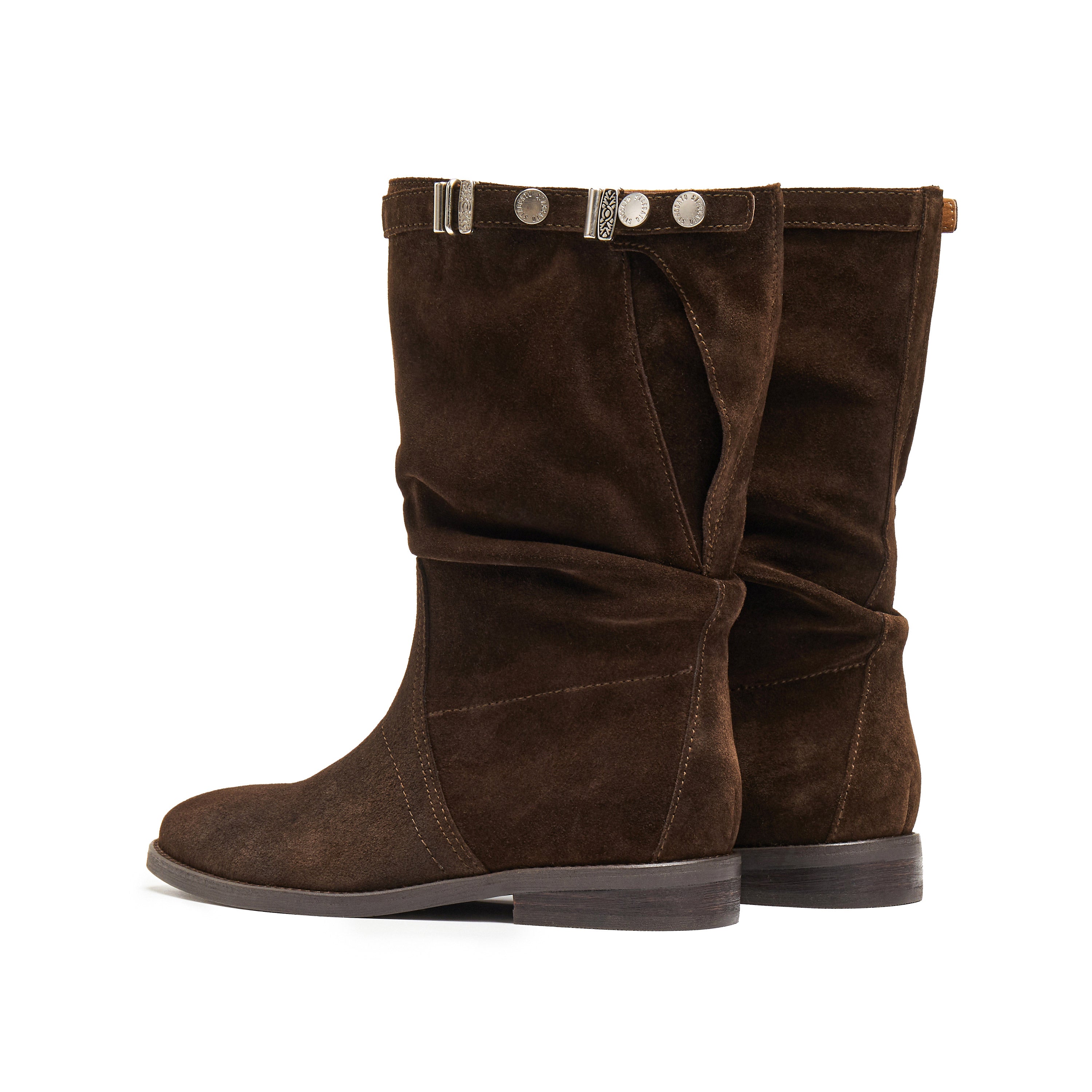 Brown Suede Slouchy Under Knee Flat Boots