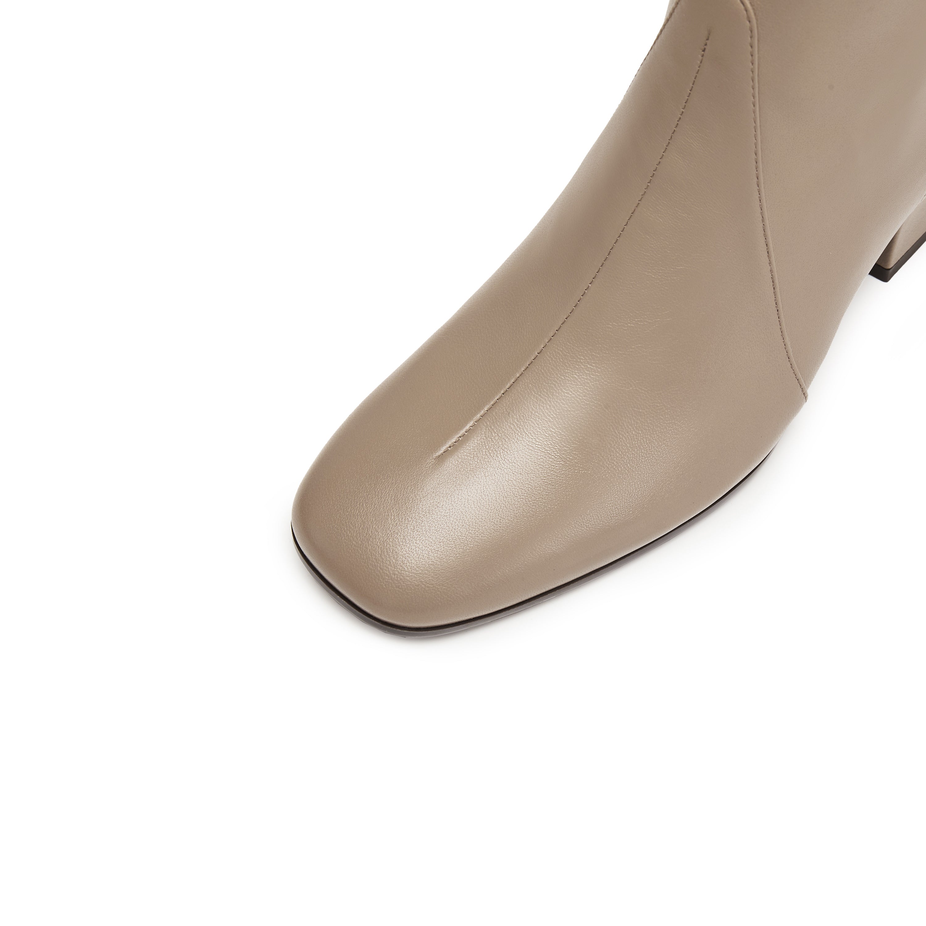 Grey Waxy Leather Ankle Heeled Boots