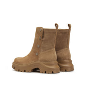 Camel Suede Button Sporty Chunky Boots