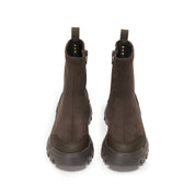 Dark Brown Elastic Sporty Chunky Sock Boots