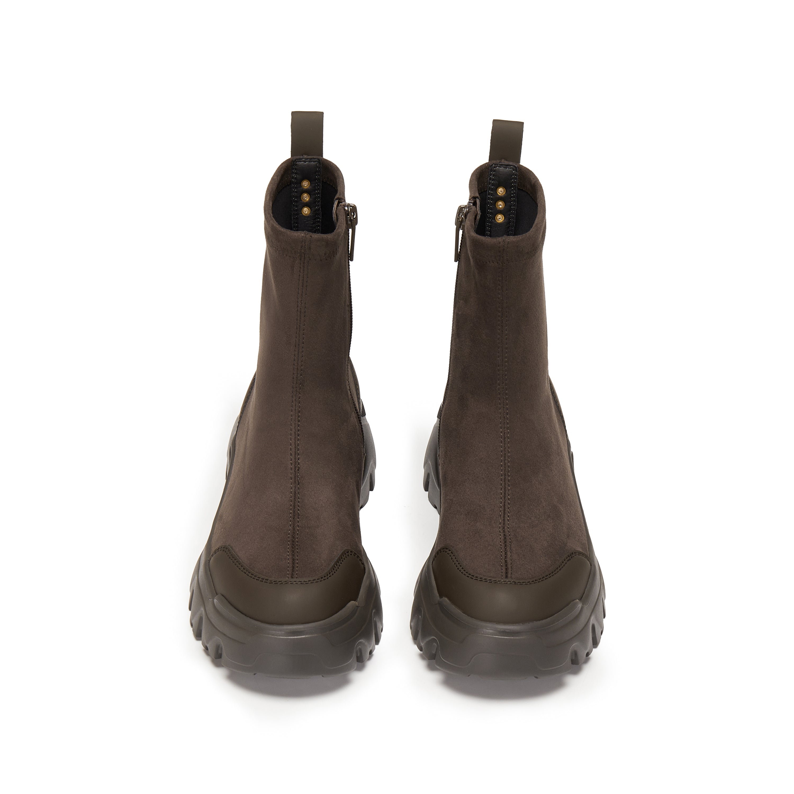 Dark Brown Elastic Sporty Chunky Sock Boots