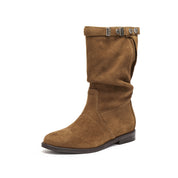 Camel Suede Slouchy Under Knee Flat Boots