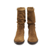 Camel Suede Slouchy Under Knee Flat Boots