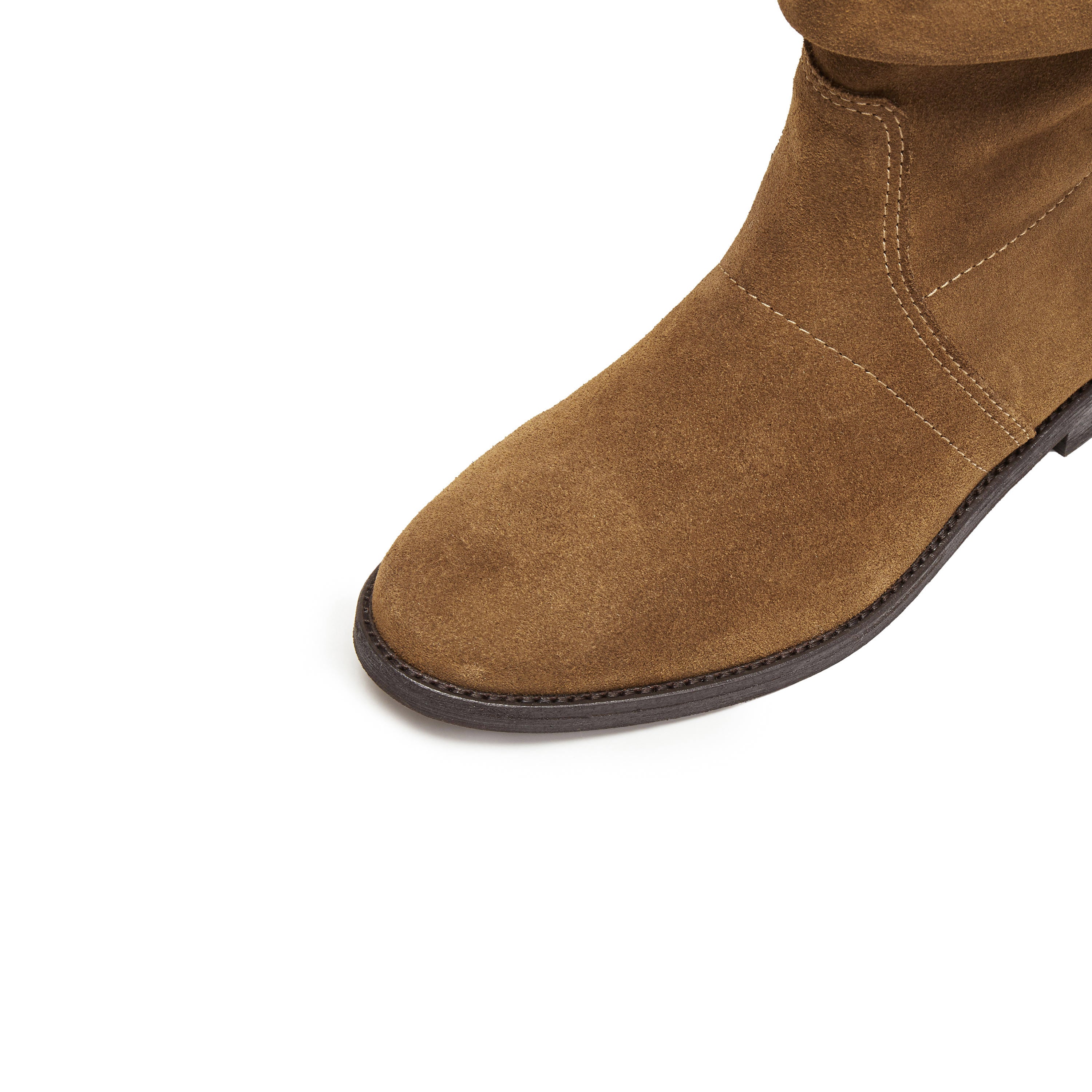Camel Suede Slouchy Under Knee Flat Boots