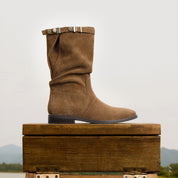 Camel Suede Slouchy Under Knee Flat Boots