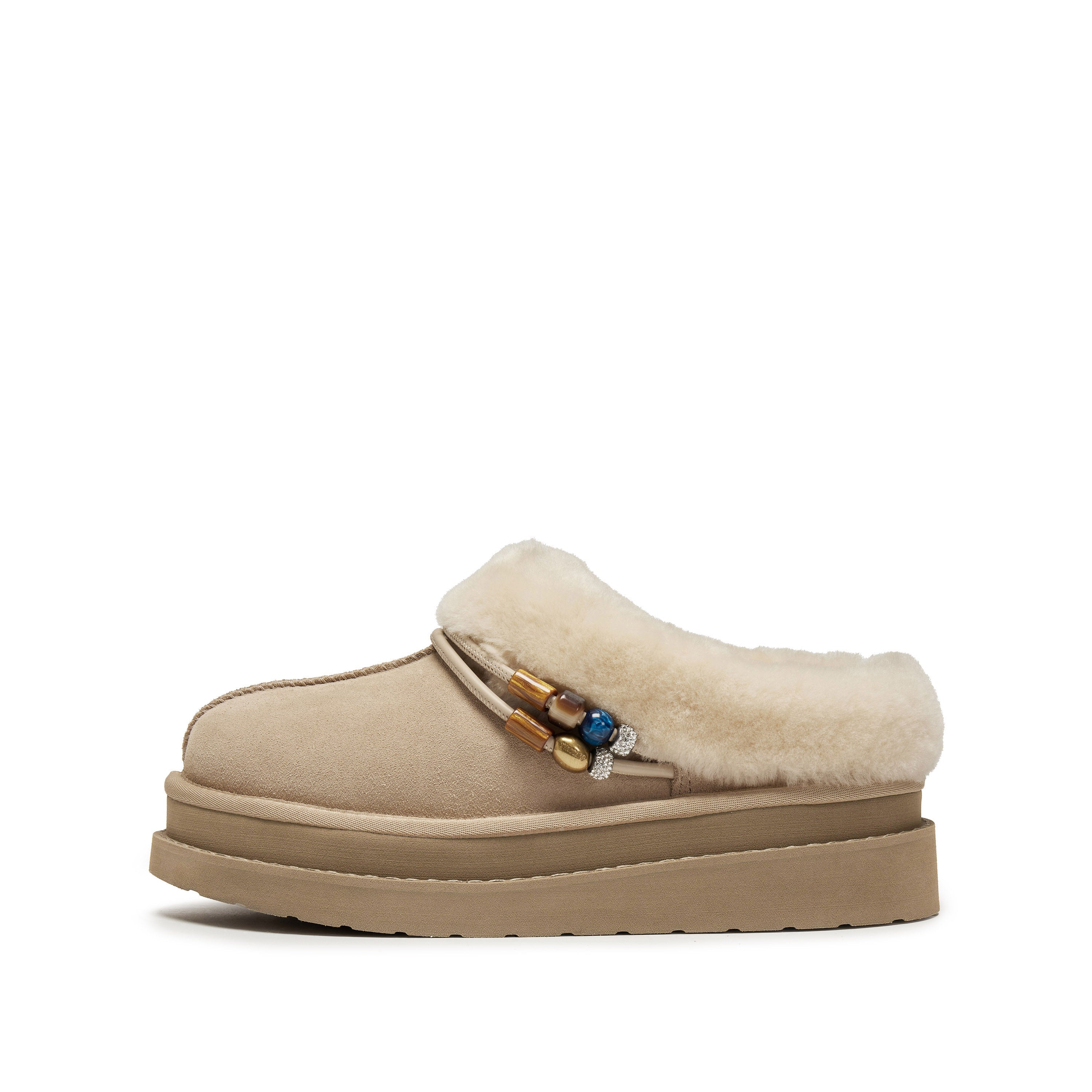 Latte Suede Fleece Fuzzy Slippers