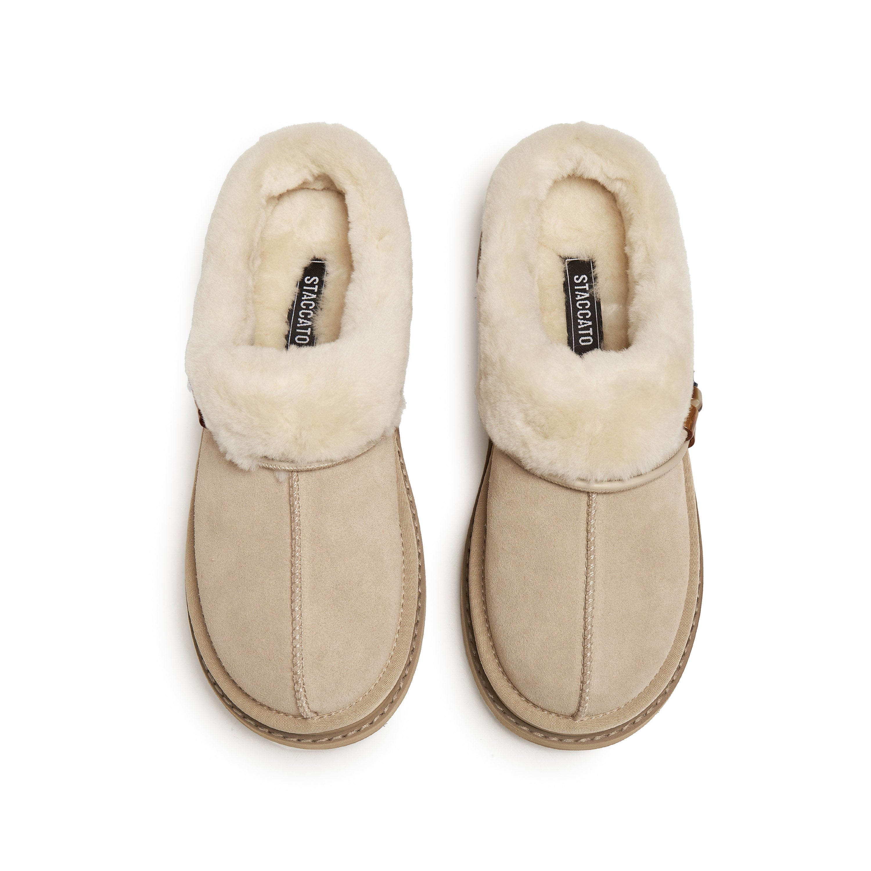 Latte Suede Fleece Fuzzy Slippers