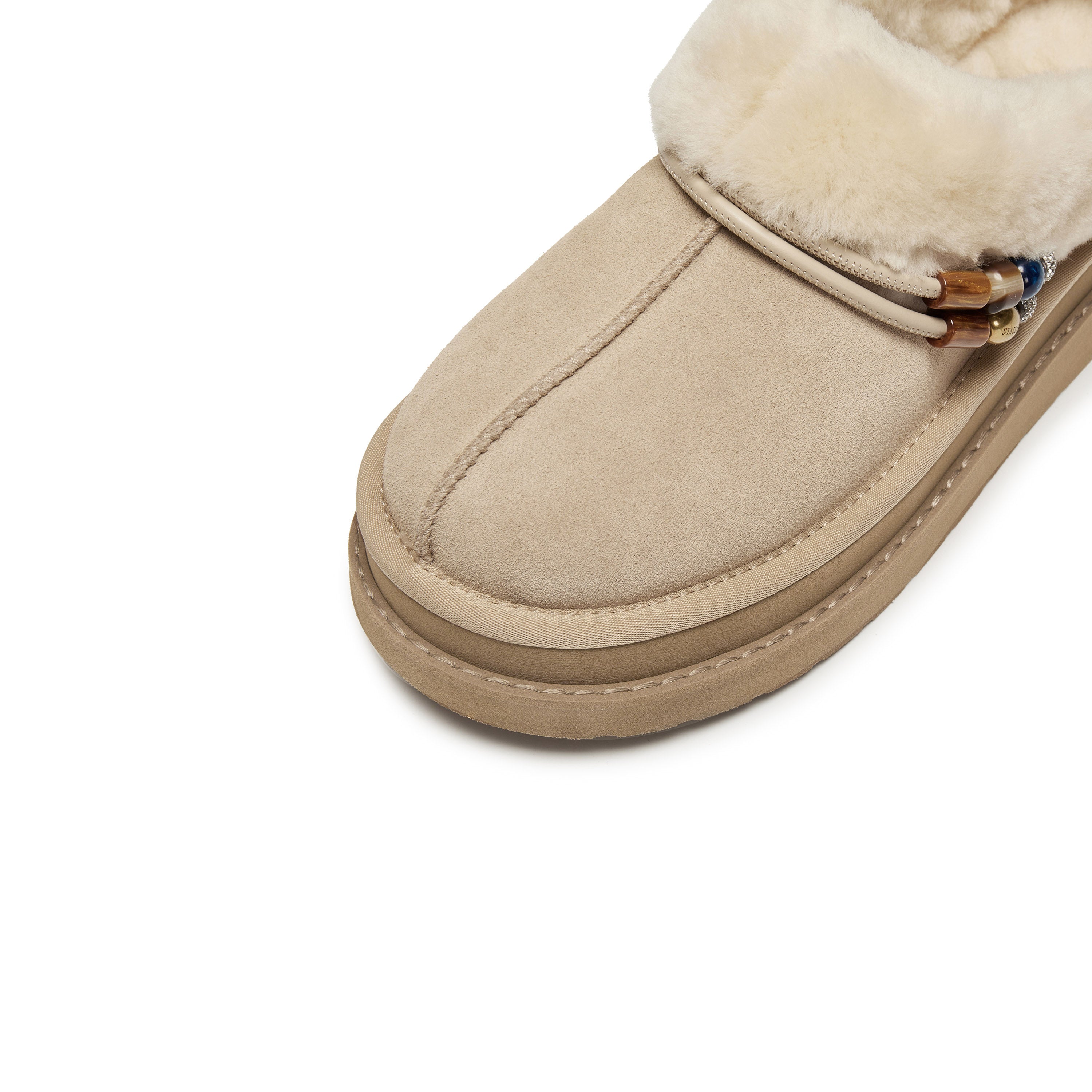 Latte Suede Fleece Fuzzy Slippers