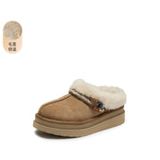 Caramel Suede Fleece Fuzzy Slippers