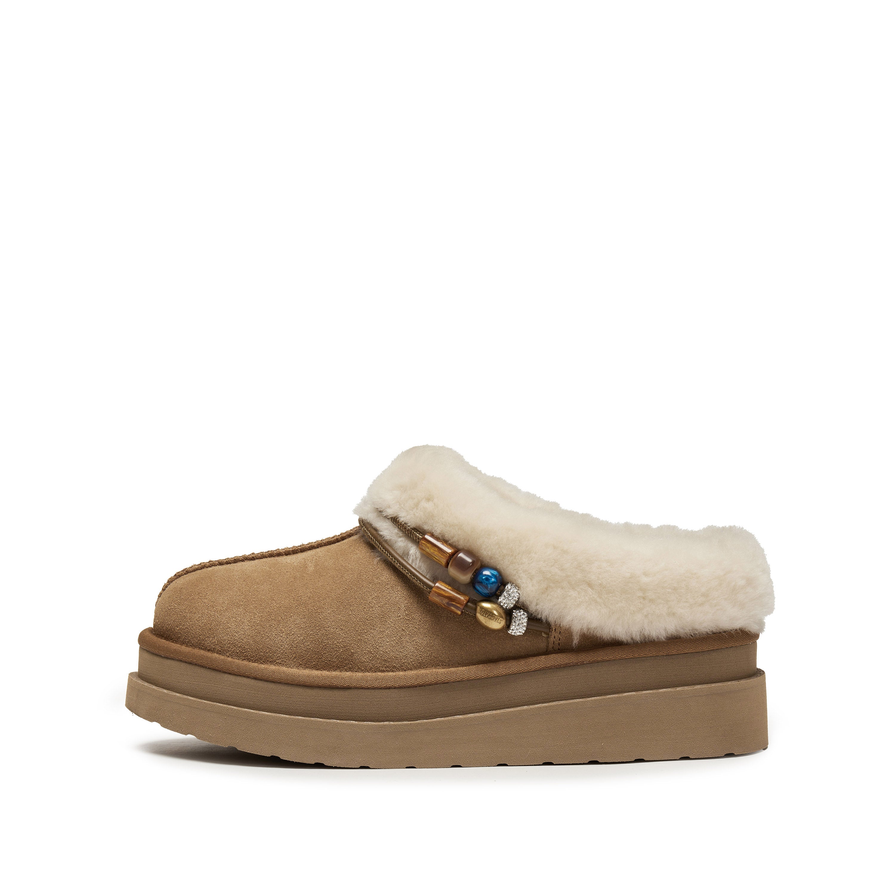 Caramel Suede Fleece Fuzzy Slippers