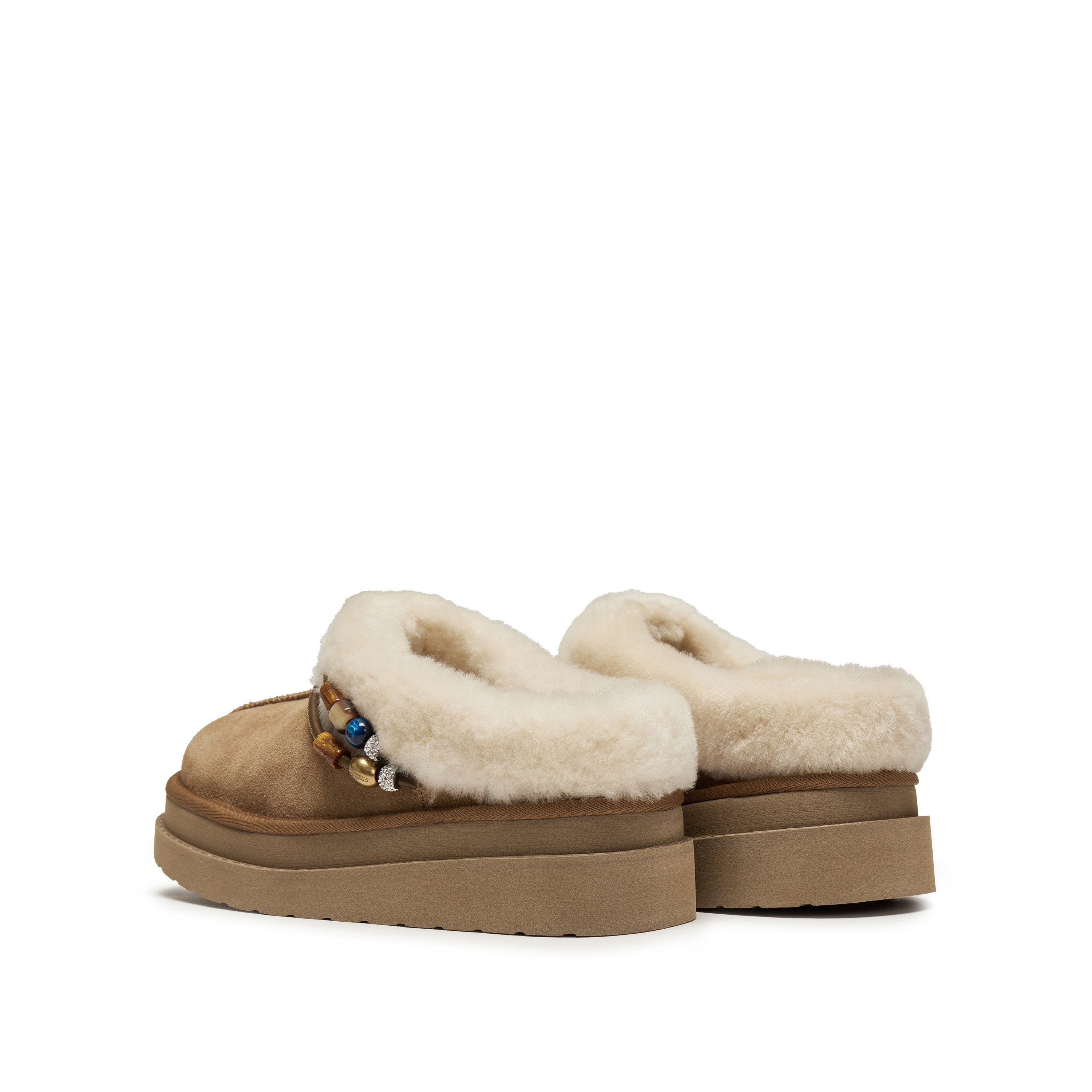 Caramel Suede Fleece Fuzzy Slippers