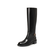 Black Ankle Buckle Long Riding Boots