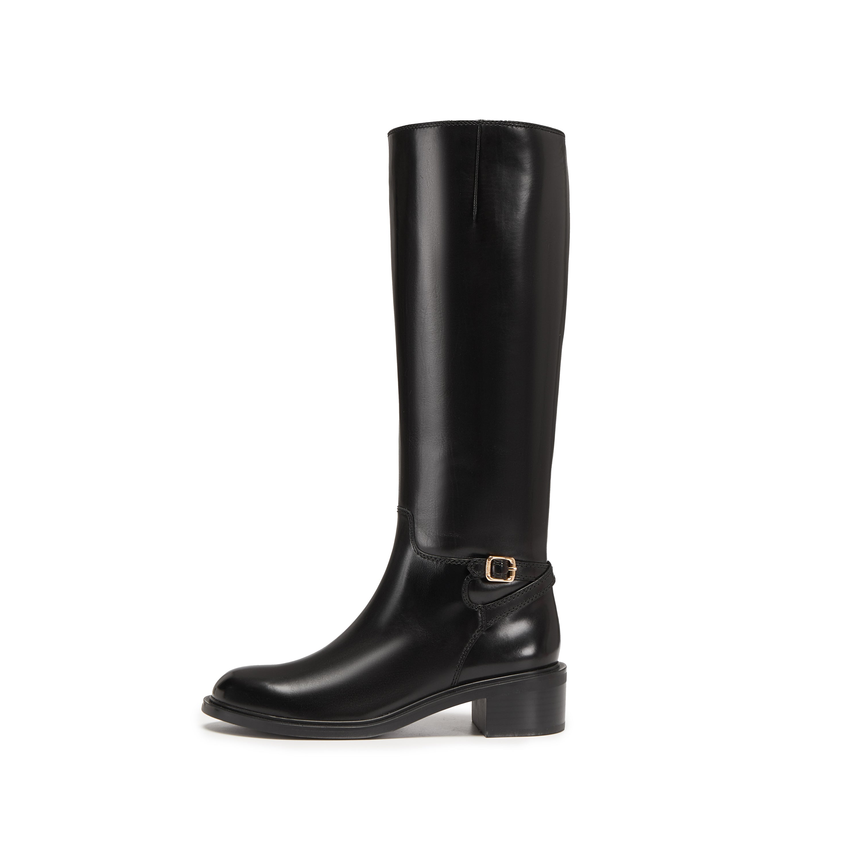 Black Ankle Buckle Long Riding Boots