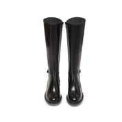 Black Ankle Buckle Long Riding Boots