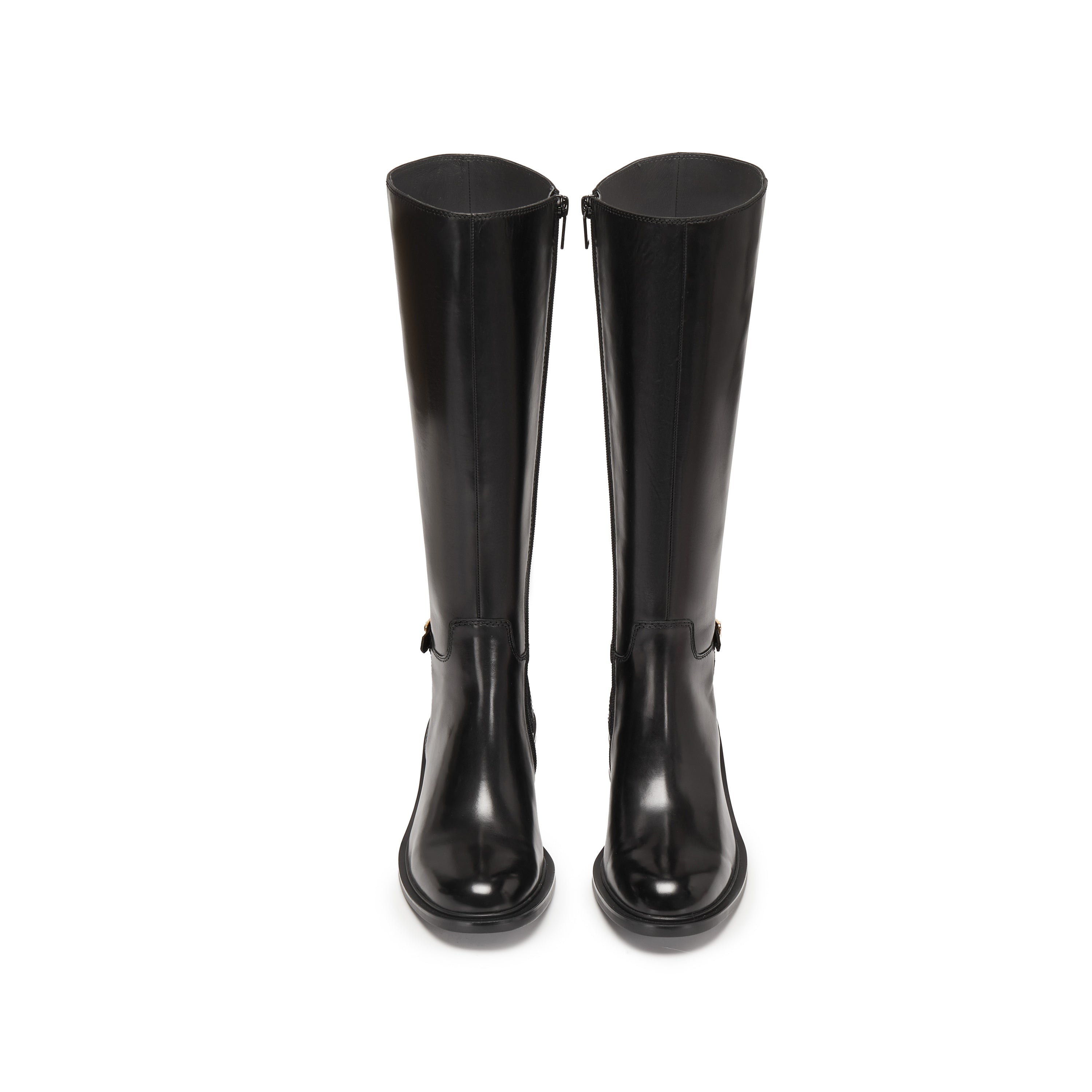 Black Ankle Buckle Long Riding Boots