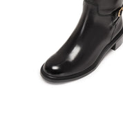 Black Ankle Buckle Long Riding Boots