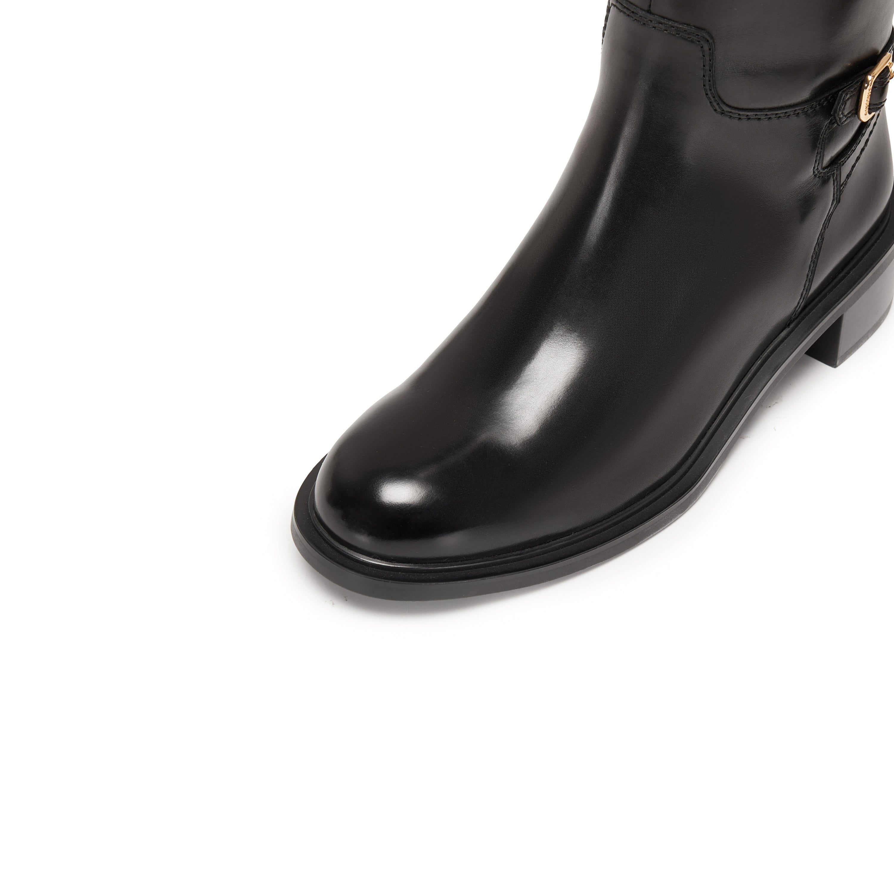 Black Ankle Buckle Long Riding Boots