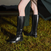 Black Ankle Buckle Long Riding Boots