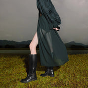 Black Ankle Buckle Long Riding Boots